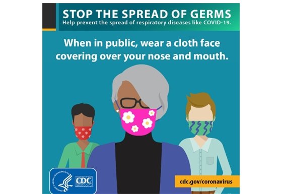 When in public, wear a cloth face covering over your nose and mouth
