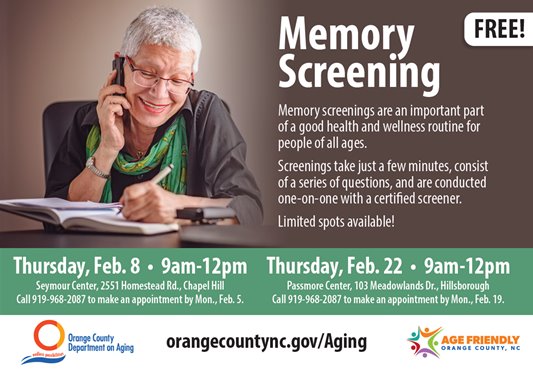 Memory Screening at the Senior Centers - February 2024