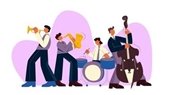 Cartoon jazz band members