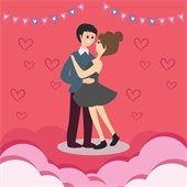 Cartoon couple dancing