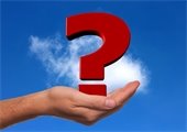  hand - question mark - sky/cloud background