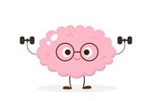 Cartoon brain holding weights