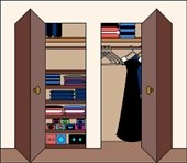 Graphic of an organized closet.
