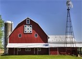 red barn - painted barn quilt - weather vane