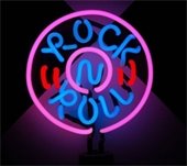 "Rock 'n' Roll" neon sign.