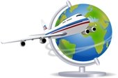 Boeing airplane - world globe