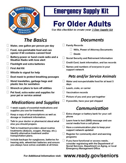 Emergency Supply Kit and Planning Guide for Older Adults