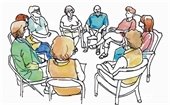 Clipart of a watercolor painting of a support group