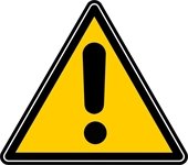 Yellow caution sign with exclamation point