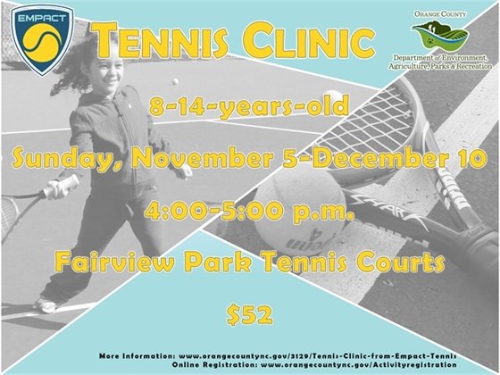 Tennis Clinics - ages 8-14-years-old