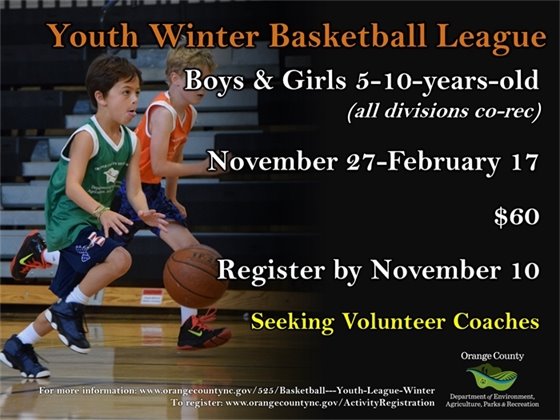 Youth Winter Basketball League - ages 5-10-years-old