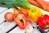 Vegetables, with knife