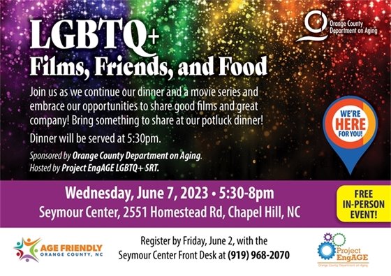 LGBTQ+ Friends, Films, & Food - Wednesday June 7