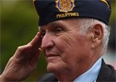 US Air Force Veteran saluting.