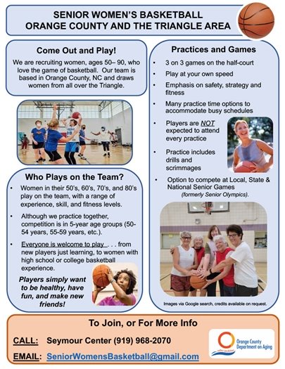 Senior Womens Basketball flyer