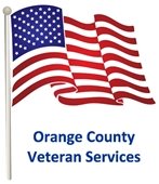 America flag with text, "Orange County Veteran Services"