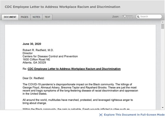 Letter from CDC Employees