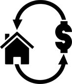 illustration - house with arrow to $ 