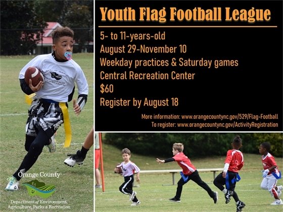 Youth Flag Football League - ages 5-11-years-old