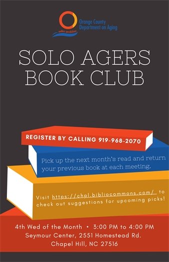 Solo agers book club flyer