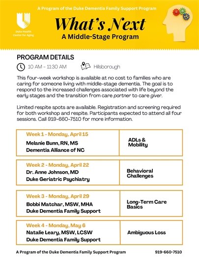 Duke health What's next program flyer