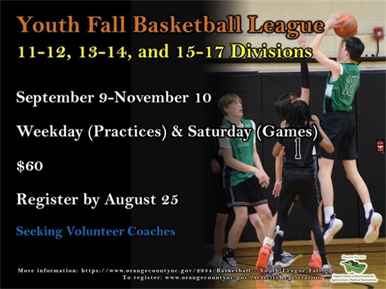 Youth Basketball League - ages 11-17-years-old