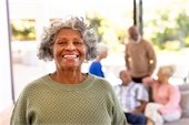 Smiling older black woman.