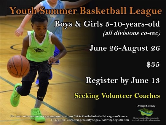 Youth Summer Basketball - ages 5- to 10-years-old