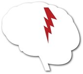 brain outline - lightning bolt shape running through brain