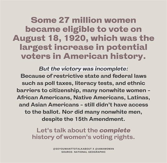  In commemorating the 100th anniversary of the 19th Amendment, let's remember the battle for equality is FAR from over