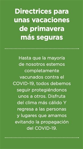 Directrices para unas vacaciones de primavera mas seguras