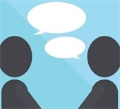 two silhouettes - speech bubbles