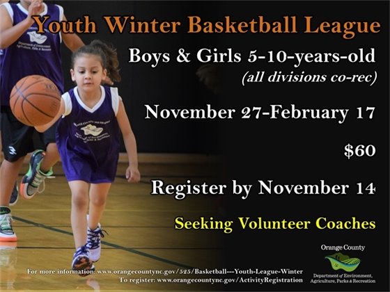 Youth Winter Basketball League - ages 5-10-years-old