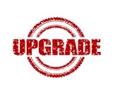 "Upgrade" in red text - red circular background