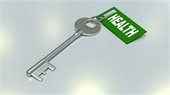 Silver key with "Health" tag attached