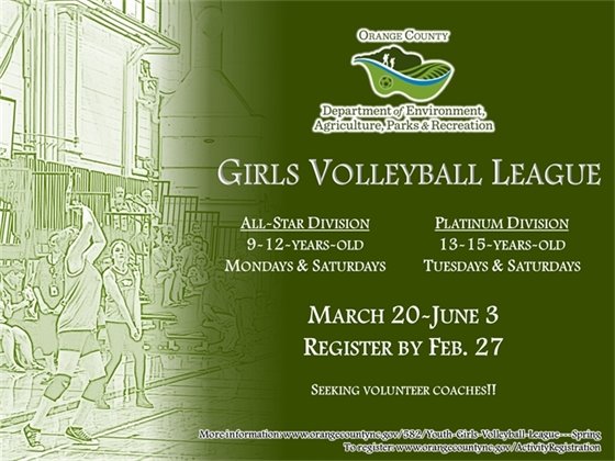 Girls Volleyball League - ages 9-15-years-old