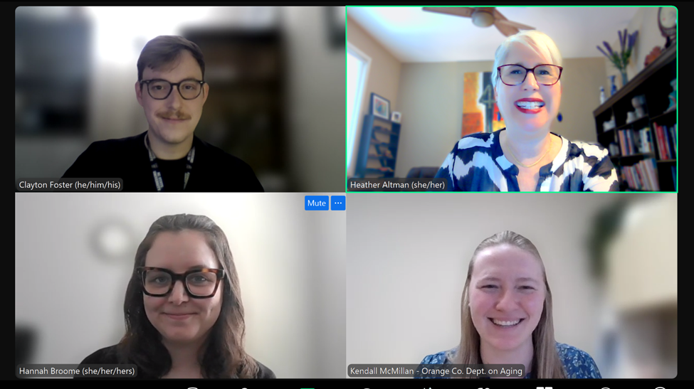 Aging Well Together host and guest(s) on a Zoom call