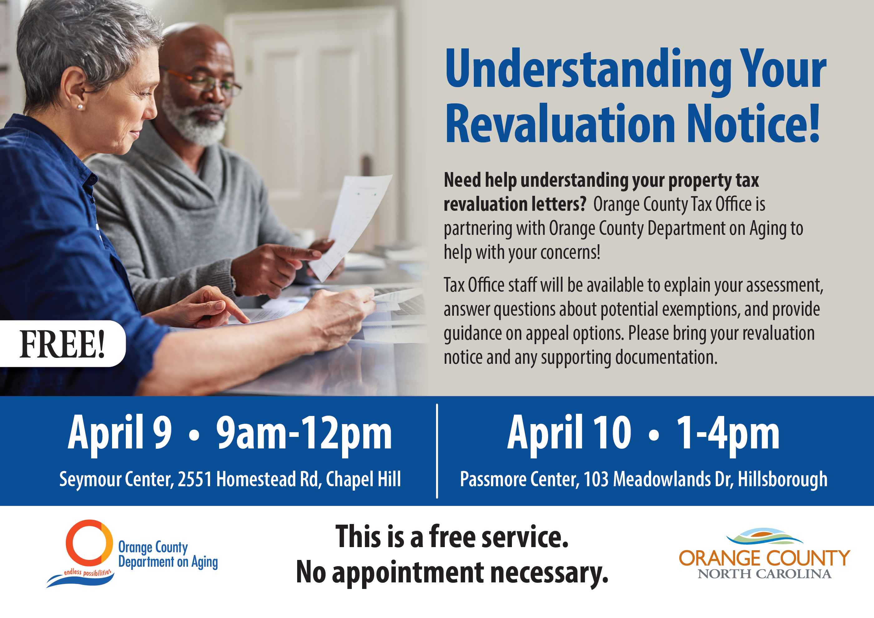Revaluation assistance event flyer
