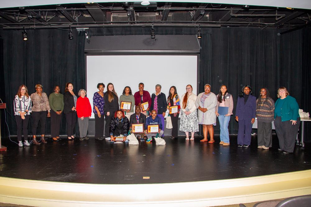 SHARP awards winner on stage