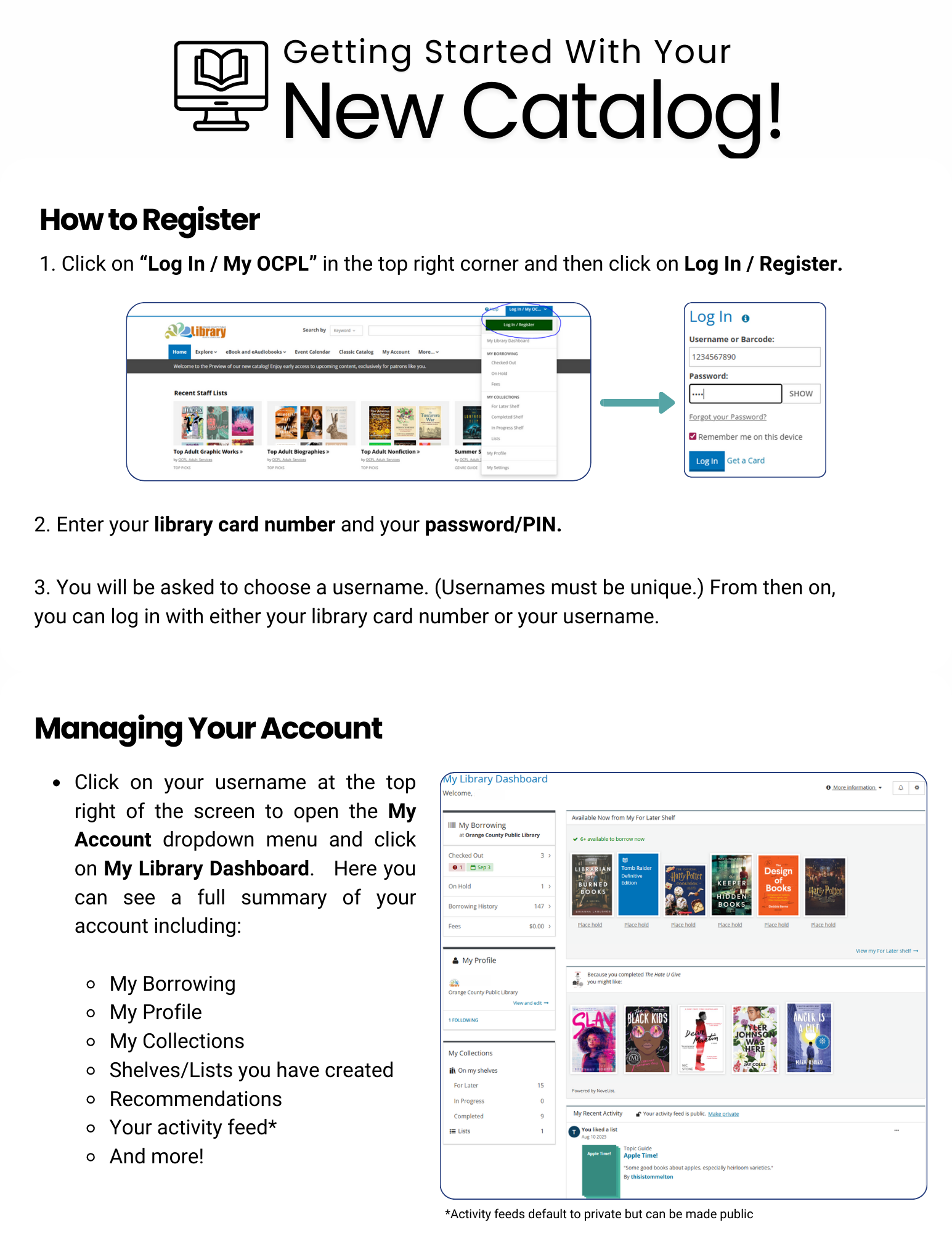 Guide to registering and managing a BiblioCore library account.