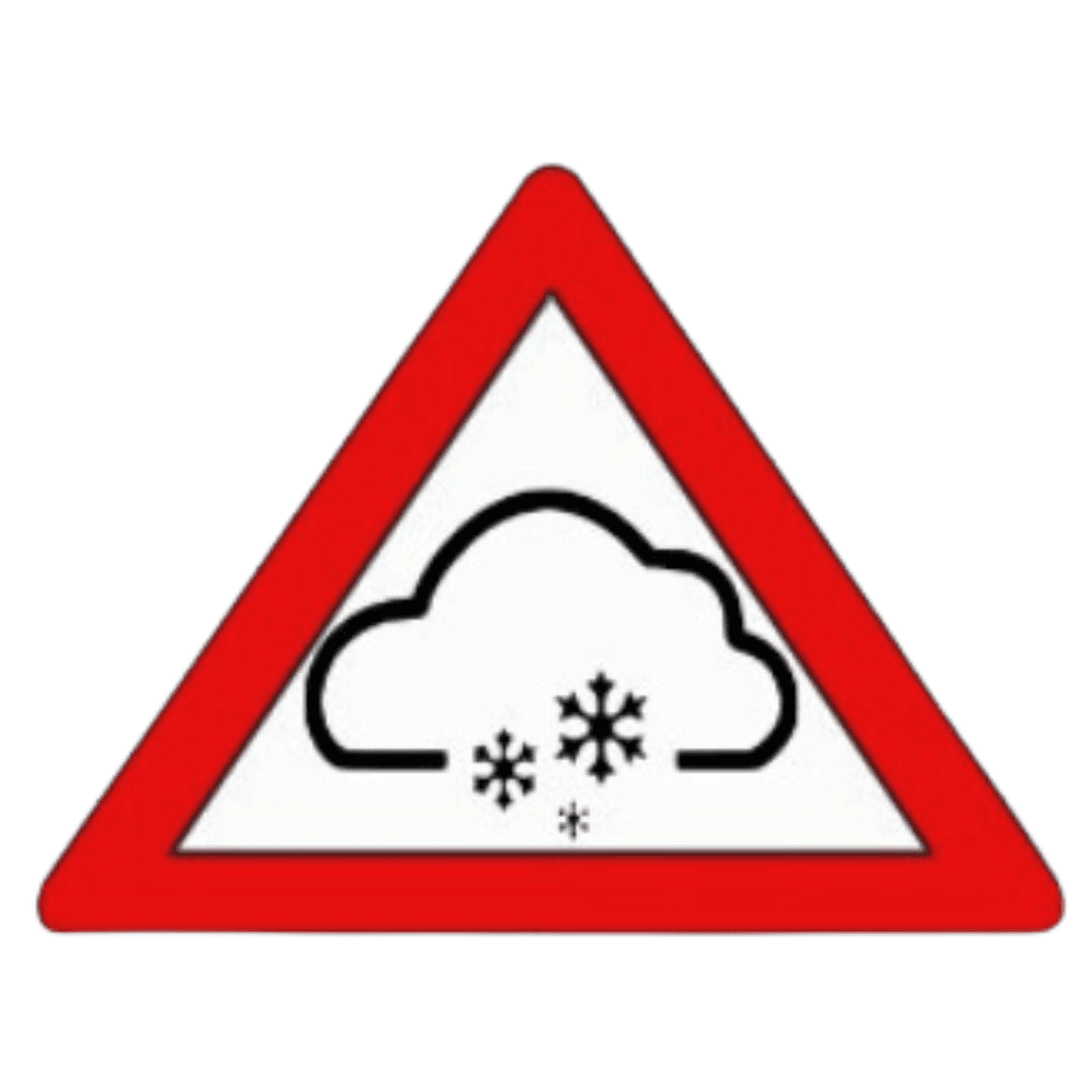 Red Triangle with Snow Cloud