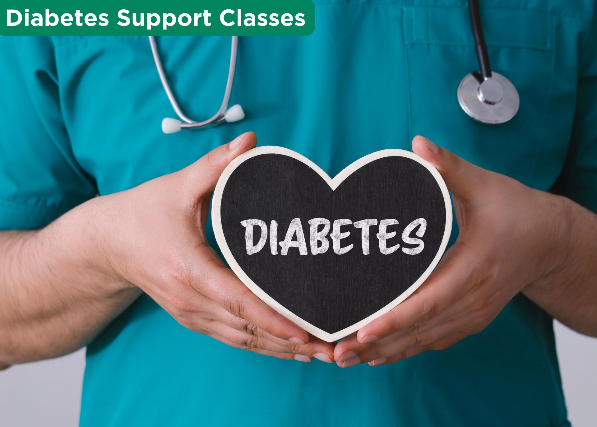 Person holding a chalkboard with a heart drawn on it with the words diabetes written on the inside.