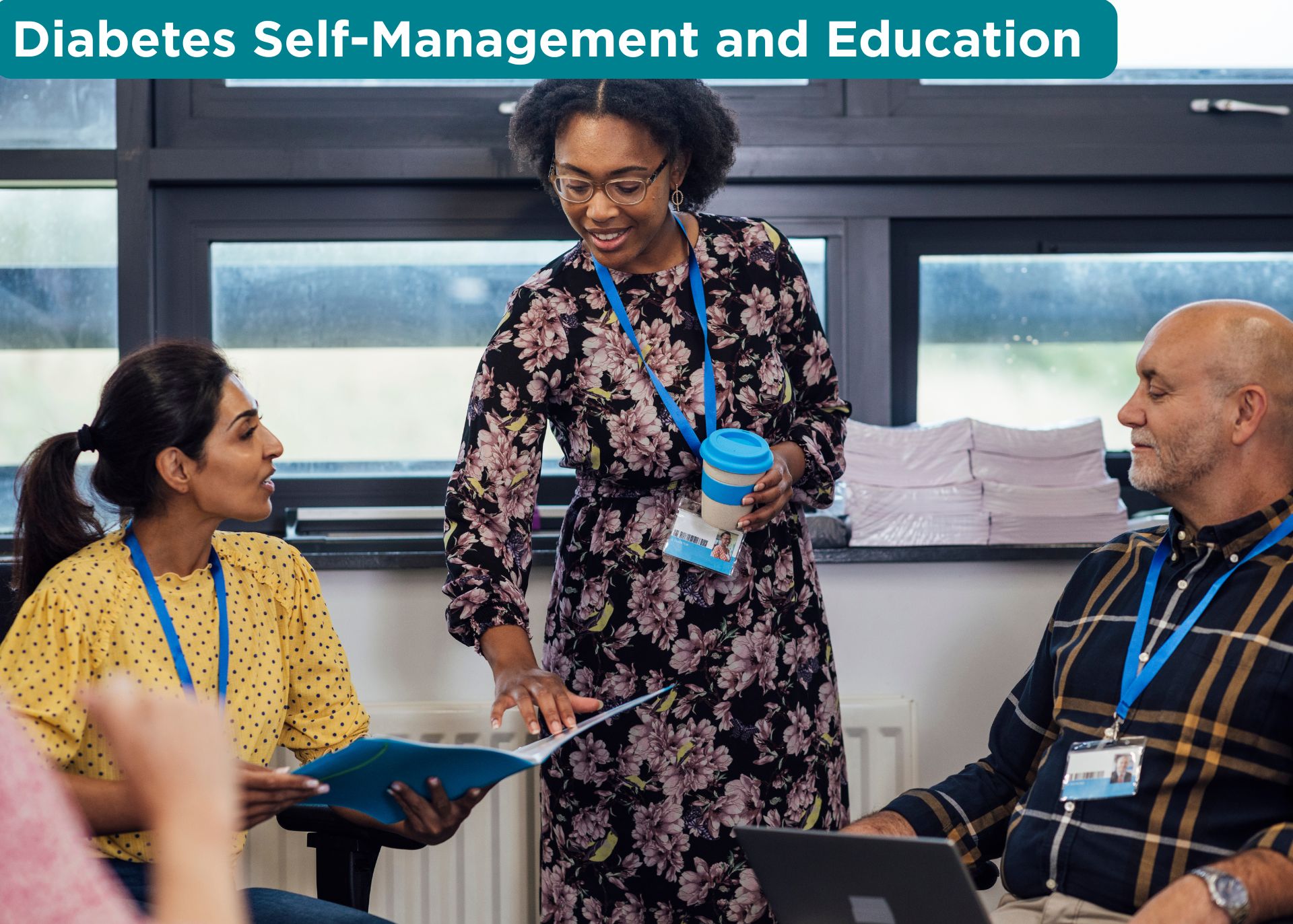 Nutrition professional talking with class participants.